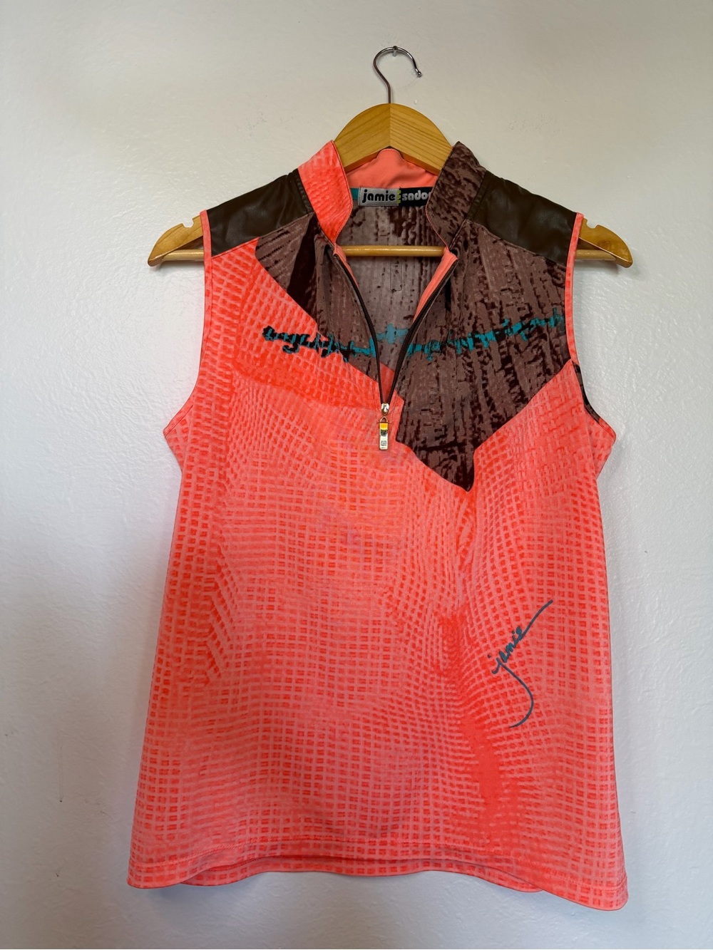 jamie sadock Coral and Chocolate Sleeveless Zip